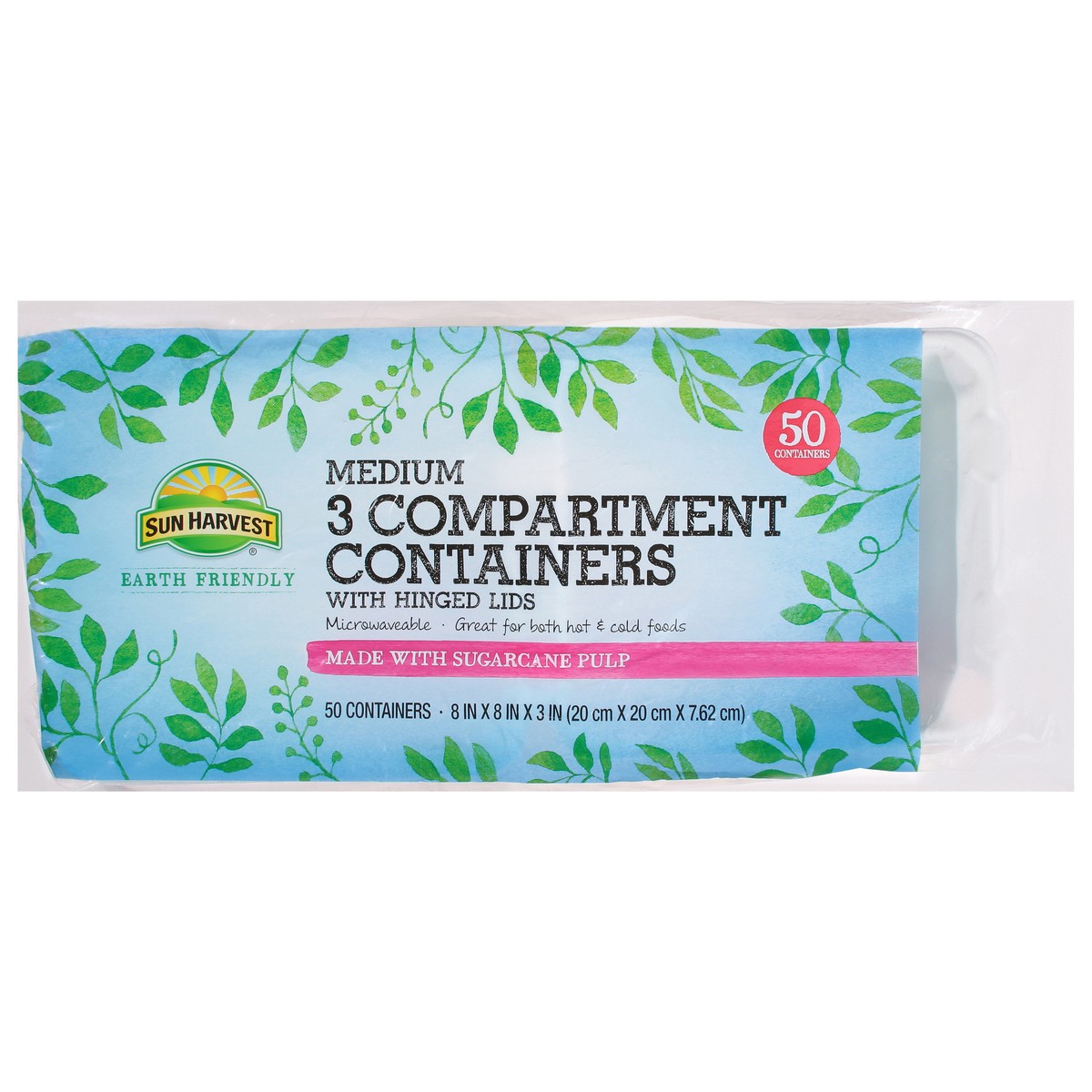 slide 5 of 12, Sun Harvest Medium Fiber 3 Compartment Containers, 50 ct