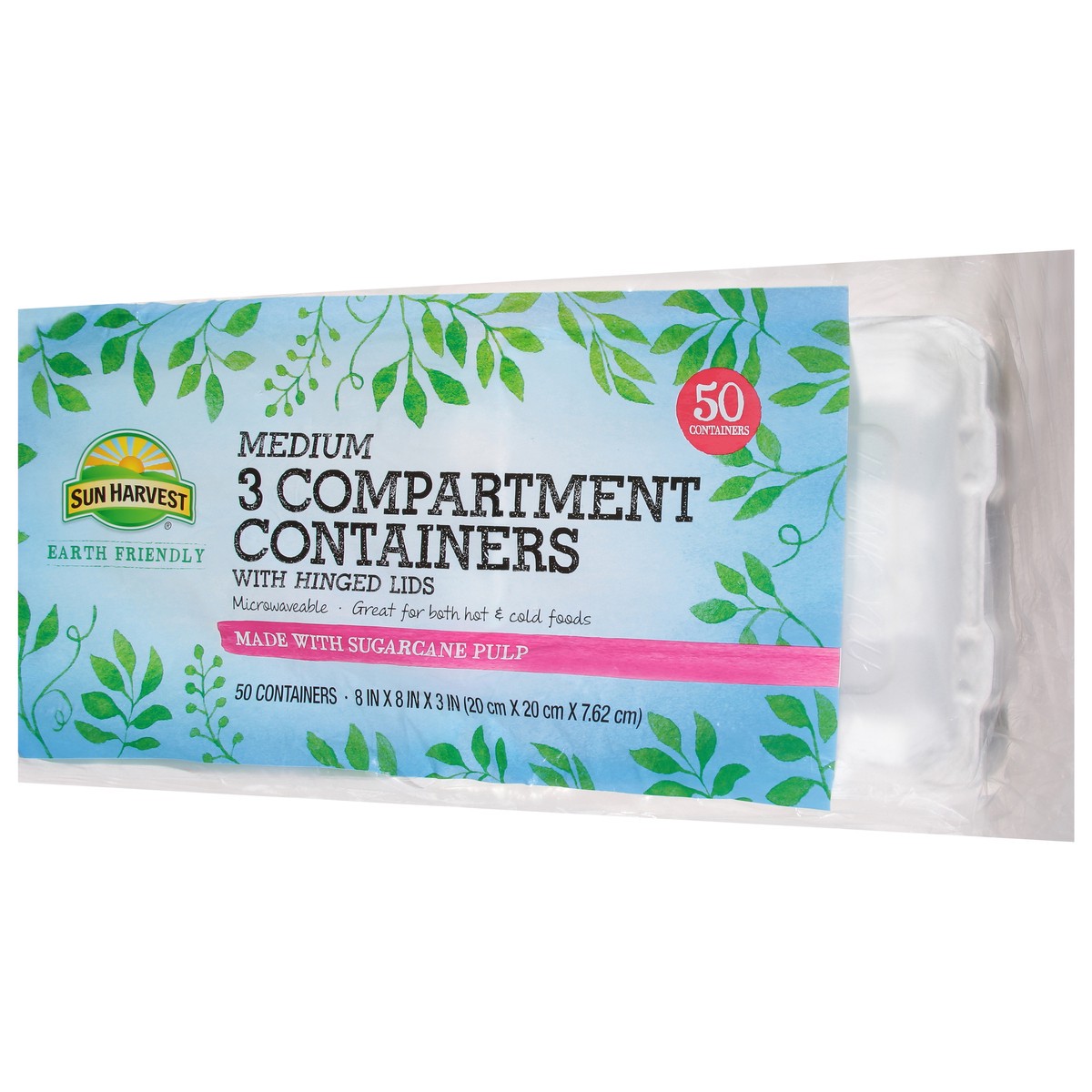 slide 8 of 12, Sun Harvest Medium Fiber 3 Compartment Containers, 50 ct