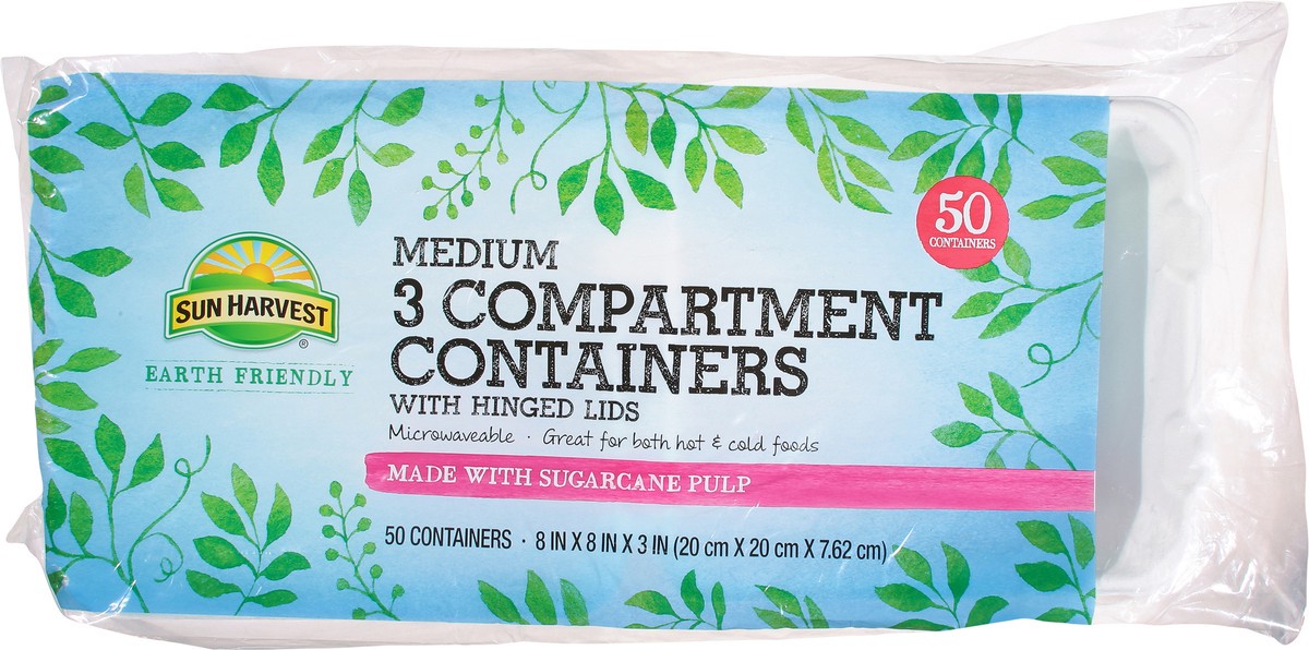 slide 4 of 12, Sun Harvest Medium Fiber 3 Compartment Containers, 50 ct