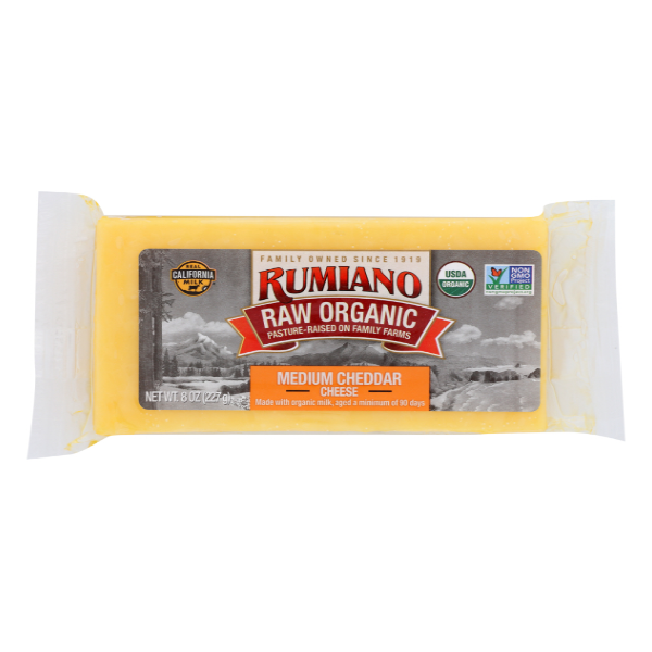 slide 1 of 1, Rumiano Family Cheese Med Ched Org Raw, 8 oz