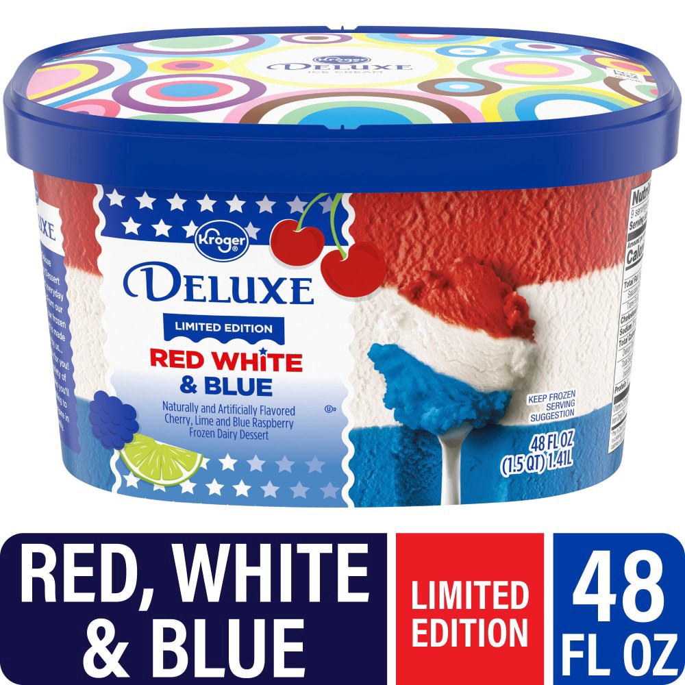 slide 2 of 5, Kroger Deluxe Limited Edition Red White & Blue Ice Cream, 48 fl oz