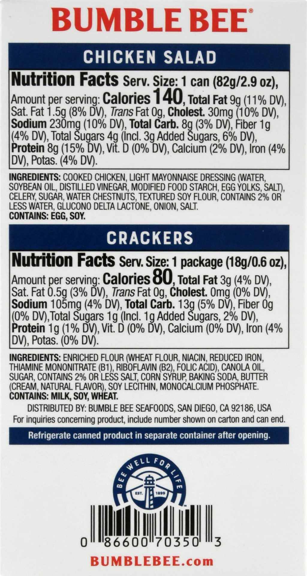 slide 2 of 2, Bumble Bee Snack on the Run! Original Chicken Salad Kit with Crackers 3.5 oz, 3.5 oz