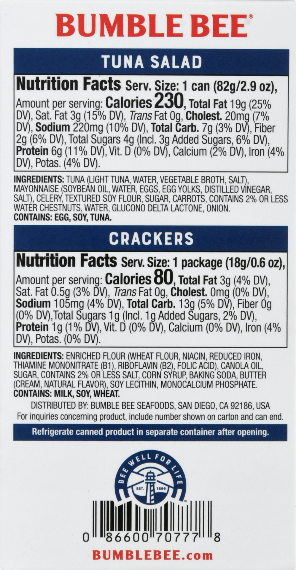 slide 2 of 2, Bumble Bee Snack on the Run! Original Tuna Salad & Crackers 3.5 oz, 3.5 oz