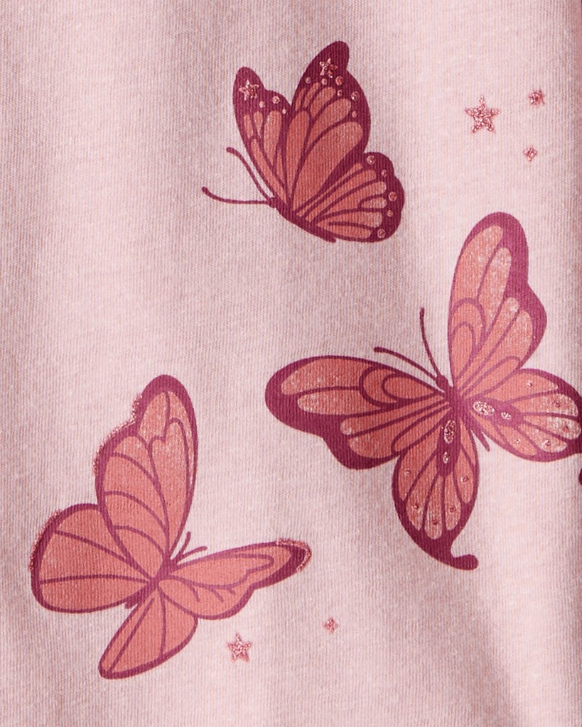 slide 2 of 2, Carter's Girls Butterfly Long-Sleeve Graphic Tee - Purple Pink XS, 1 ct