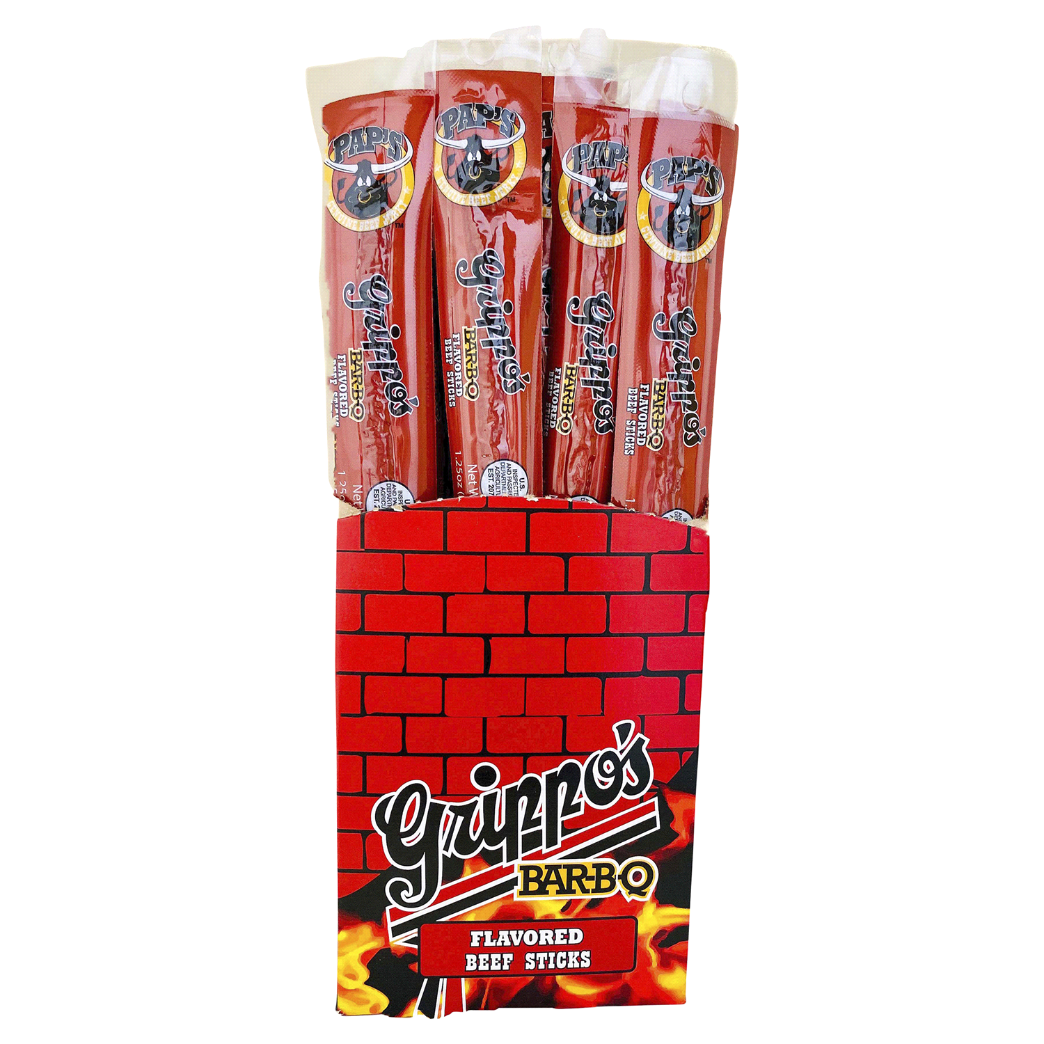 slide 1 of 1, Pap's Grippo's Bar-B-Q Beef Stick, 1.25 oz