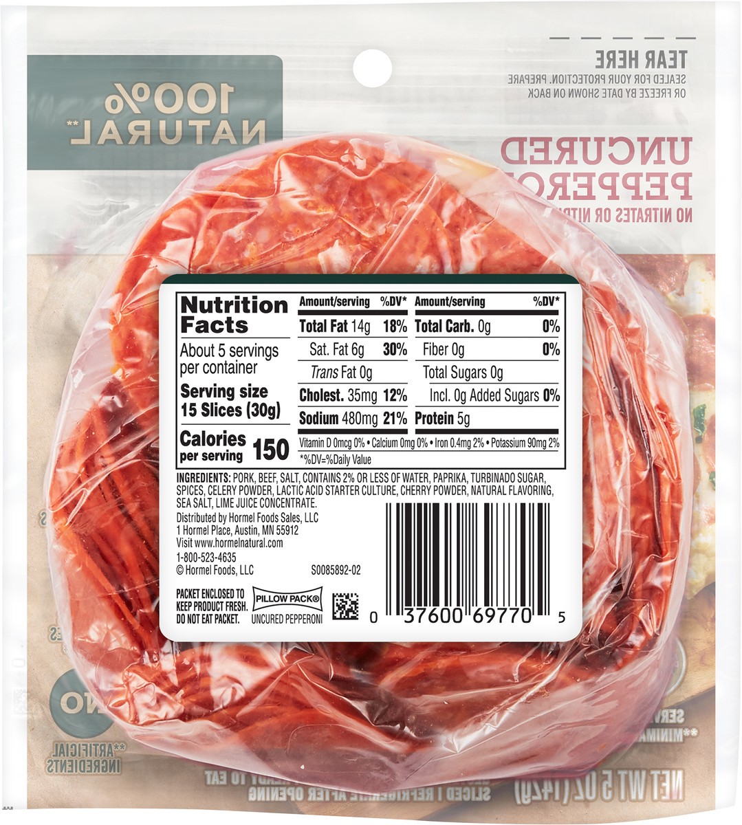 Uncured Pepperoni - HORMEL® NATURAL CHOICE® meats