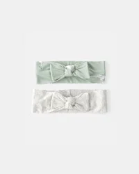 Carter's Baby Girl 2-Pack Easter Bunny PurelySoft Headwraps - Green/Ivory, 0-12 Months