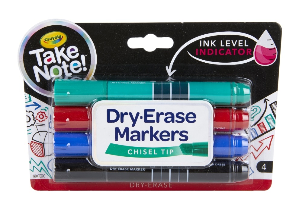 slide 1 of 1, Crayola Take Note! Chisel Tip Dry-Erase Markers 4 ea, 4 ct