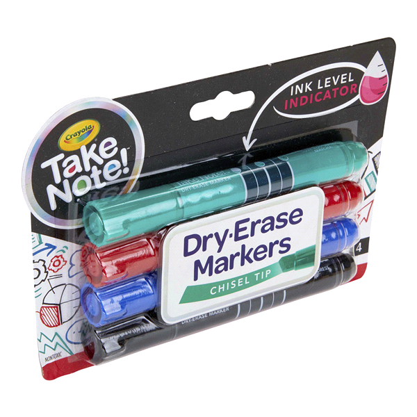 slide 13 of 13, Crayola Take Note! Chisel Tip Dry-Erase Markers 4 ea, 4 ct