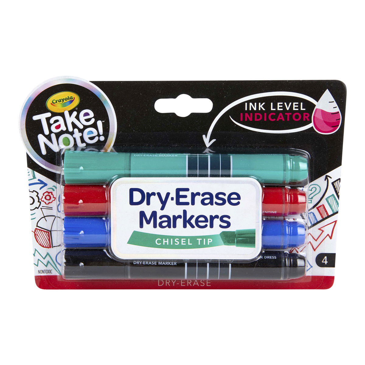 slide 1 of 13, Crayola Take Note! Chisel Tip Dry-Erase Markers 4 ea, 4 ct