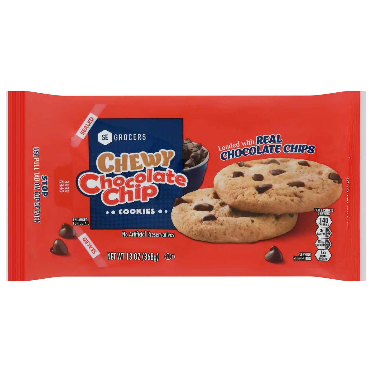 slide 1 of 14, SE Grocers Chewy Choc Chip, 13 oz