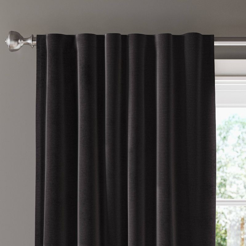 slide 1 of 5, 50"x63" Blackout Velvet Window Curtain Panel Black - Threshold™: Solid, Lined, Recycled Polyester, OEKO-TEX Certified, 1 ct