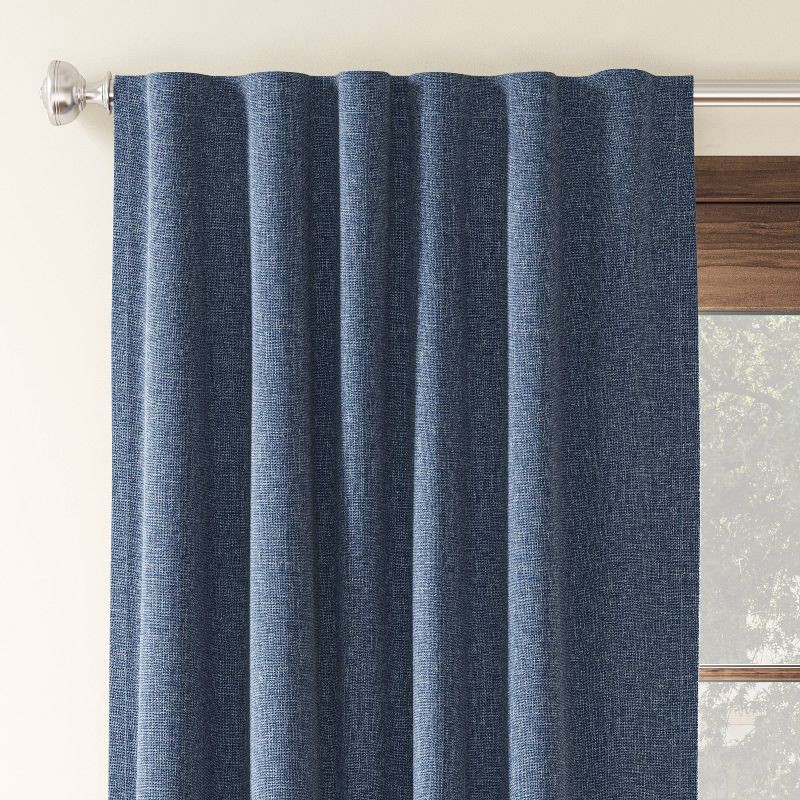 slide 1 of 7, 50"x84" Blackout Aruba Window Curtain Panel Blue Denim - Threshold™: Recycled Polyester, OEKO-TEX Certified, Solid Drapes, 1 ct