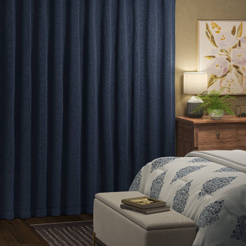 slide 3 of 7, 50"x63" Blackout Aruba Window Curtain Panel Blue Denim - Threshold™: Recycled Polyester, OEKO-TEX Certified, Solid Drapes, 1 ct