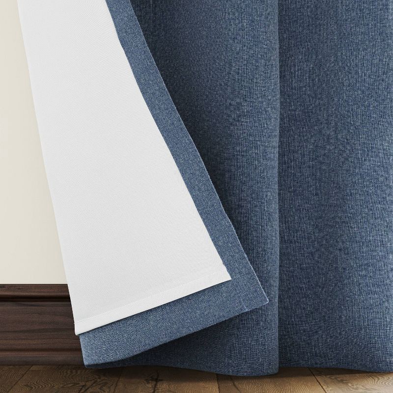 slide 4 of 7, 50"x63" Blackout Aruba Window Curtain Panel Blue Denim - Threshold™: Recycled Polyester, OEKO-TEX Certified, Solid Drapes, 1 ct