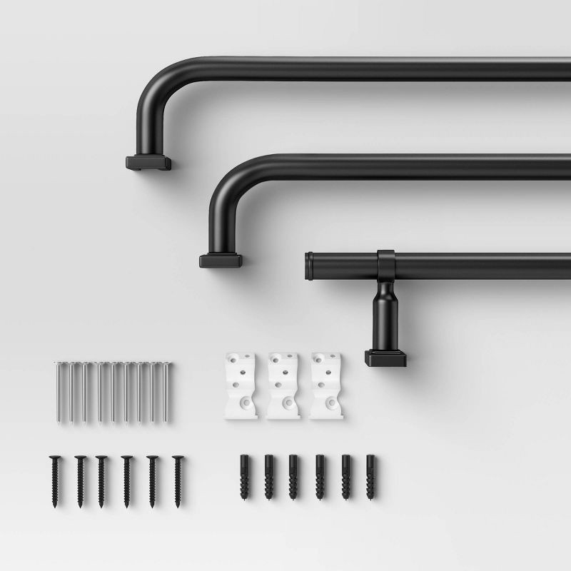 slide 3 of 4, 66"-120" Blackout Rectangle Curtain Rod Black - Threshold™, 1 ct