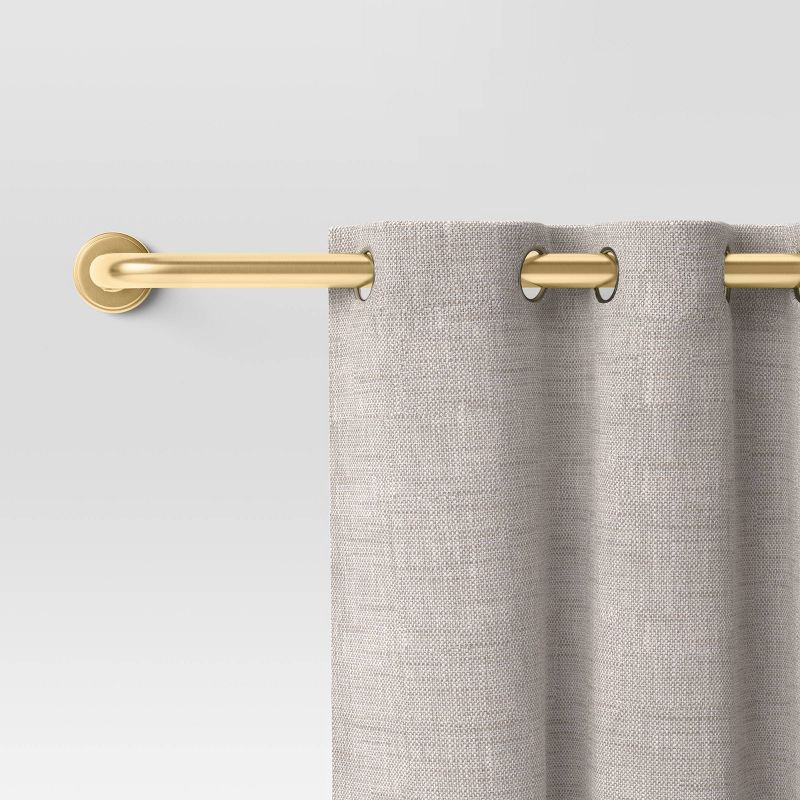 slide 2 of 4, 66"-120" Blackout Rounded Curtain Rod Brass - Threshold™: Gold Steel, Quick Mount, Single Rod, 0.875" Diameter, 1 ct