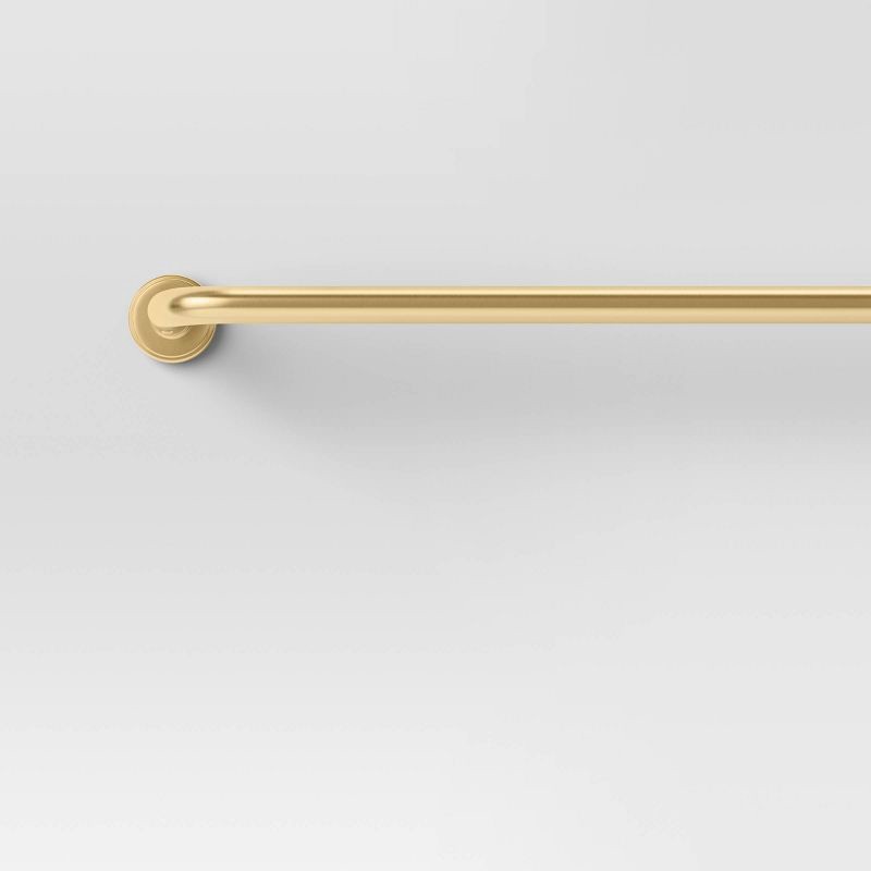 slide 1 of 4, 66"-120" Blackout Rounded Curtain Rod Brass - Threshold™: Gold Steel, Quick Mount, Single Rod, 0.875" Diameter, 1 ct
