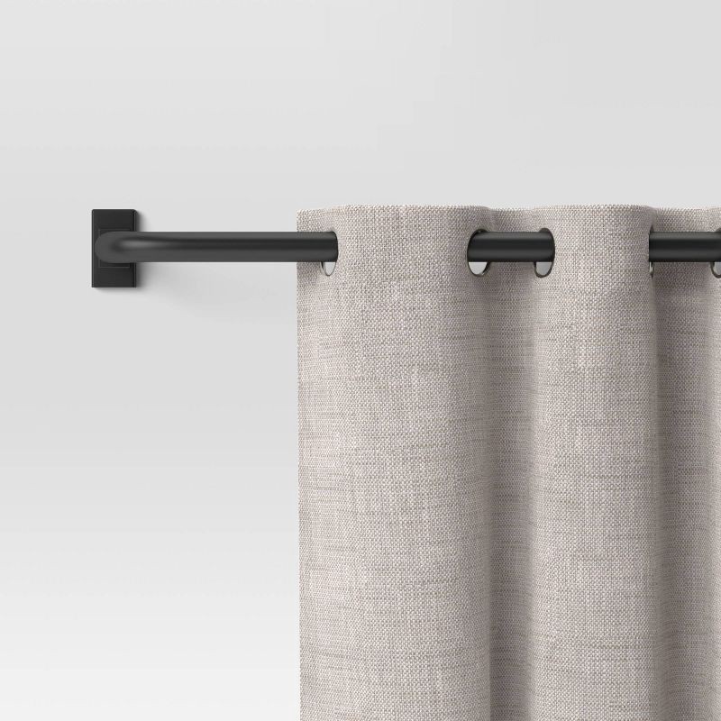 slide 2 of 3, 36"-66" Blackout Rectangle Curtain Rod Black - Threshold™: Matte Black, Powder-Coated, Quick Mount, Steel & Aluminum, 1 ct