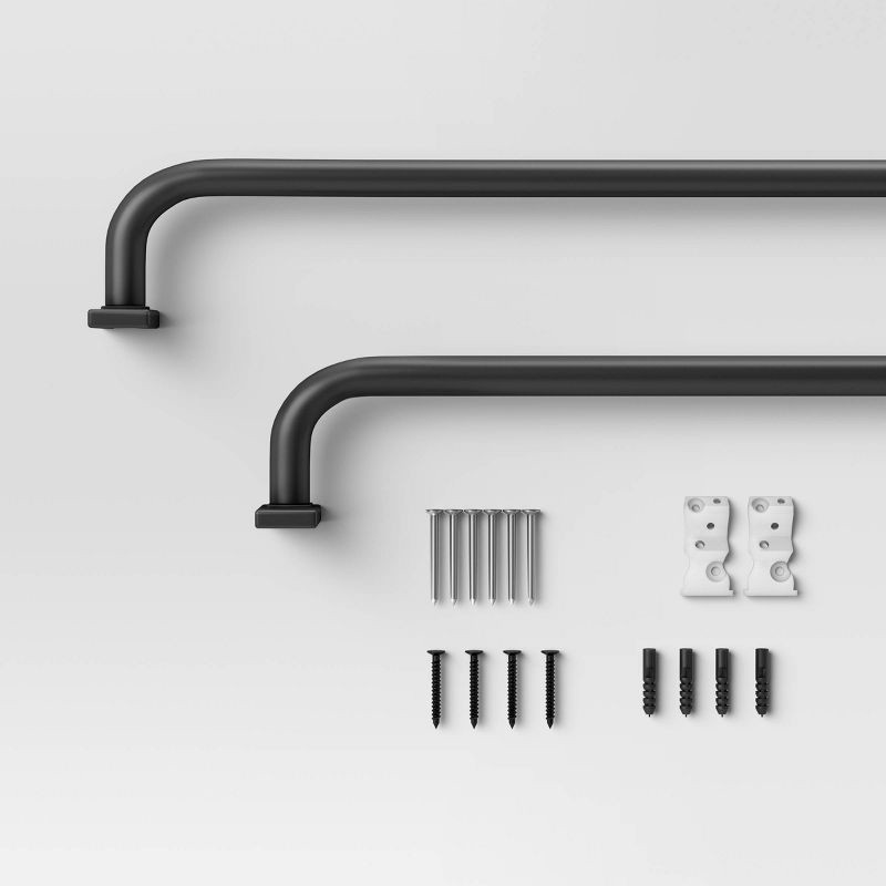 slide 3 of 3, 36"-66" Blackout Rectangle Curtain Rod Black - Threshold™: Matte Black, Powder-Coated, Quick Mount, Steel & Aluminum, 1 ct