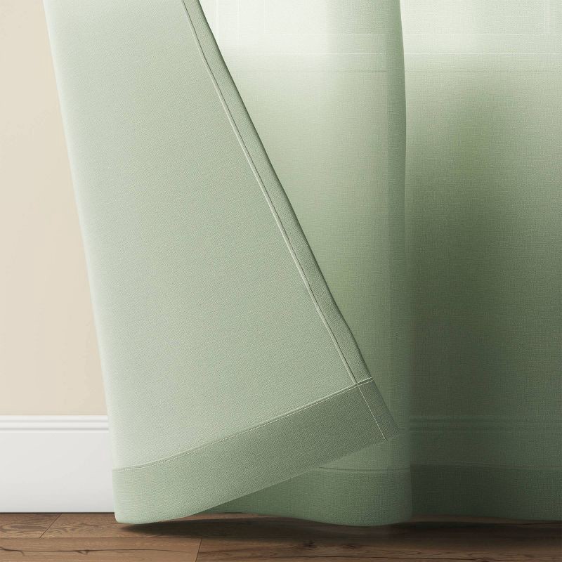 slide 3 of 6, 54"x84" Light Filtering Solid Farrah Window Curtain Panel Sage Green - Threshold™: Cotton & Recycled Polyester, UV Protection, 1 ct