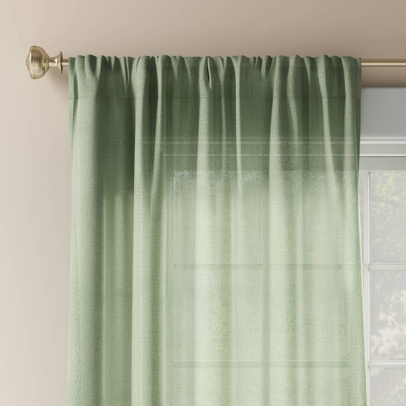 slide 1 of 6, 54"x84" Light Filtering Solid Farrah Window Curtain Panel Sage Green - Threshold™: Cotton & Recycled Polyester, UV Protection, 1 ct