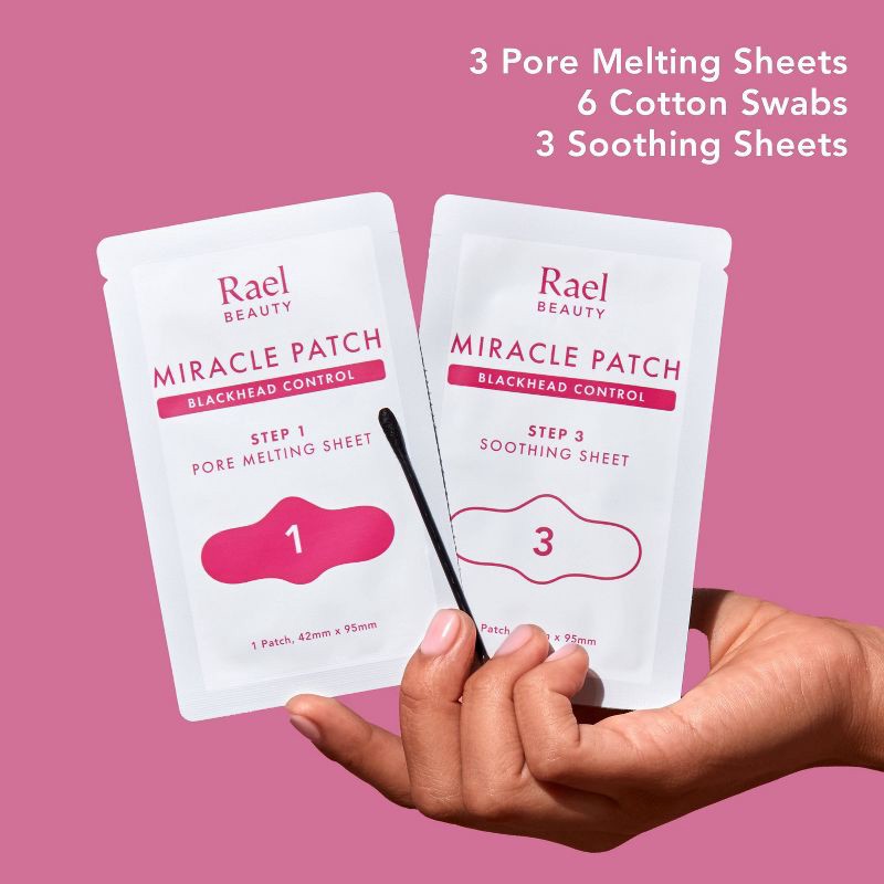 slide 6 of 8, Rael Miracle Patch Blackhead Control 3-Step Pore Melting Nose Strips Pack - 3ct, 3 ct