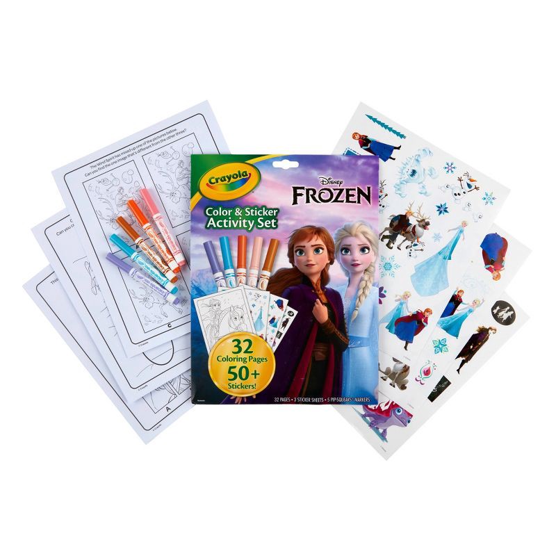 slide 2 of 6, Crayola Frozen Color & Sticker Activity Set: Creative Coloring Book with Stickers & Markers for Kids 3+, 1 ct