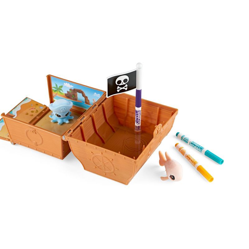 slide 3 of 5, Crayola Scribble Scrubbie Ocean Pets Glow Treasure Chest Activity Kit: Craft Kit for Kids, Includes Markers & Figures, 1 ct