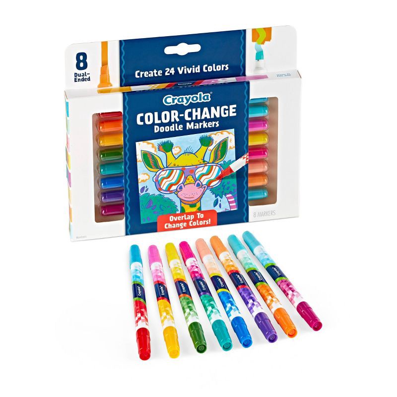 slide 3 of 7, Crayola 8pk Doodle & Draw Color Change Doodle Markers, 8 ct