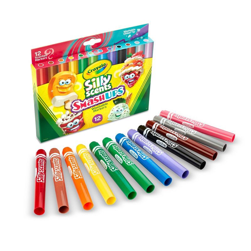 slide 4 of 6, Crayola 12pk Silly Scents Smash Ups Wedge Tip Scented Markers, 12 ct