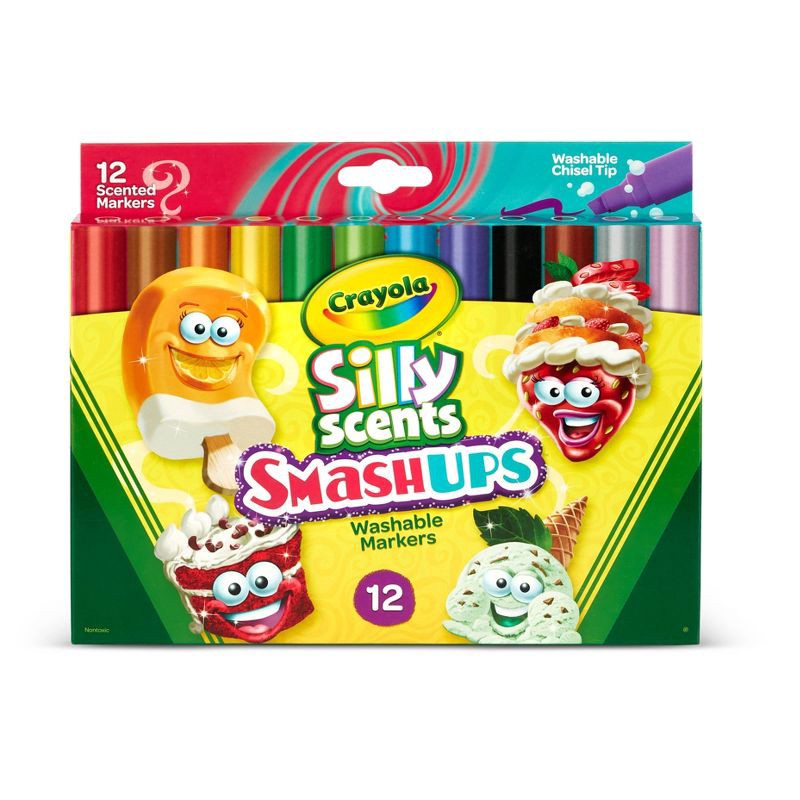 slide 1 of 6, Crayola 12pk Silly Scents Smash Ups Wedge Tip Scented Markers, 12 ct