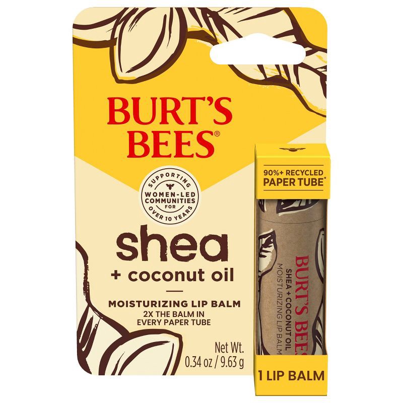 slide 1 of 7, Burt's Bees Shea + Coconut Oil Paper Tube Lip Balm - 0.34oz, 0.34 oz
