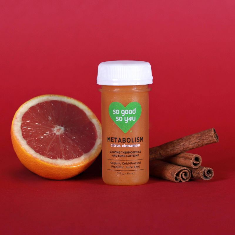 slide 6 of 6, So Good So You Metabolism Citrus Cinnamon Organic Probiotic Shot - 1.7 fl oz, 1.7 fl oz