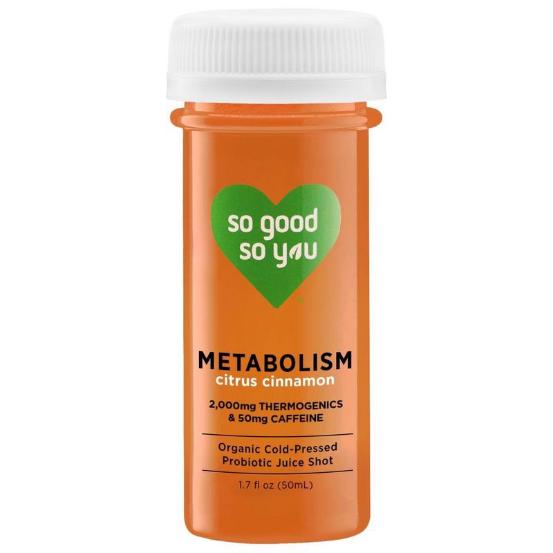 slide 1 of 6, So Good So You Metabolism Citrus Cinnamon Organic Cold-Pressed Probiotic Juice Shot - 1.7 fl oz, 1.7 fl oz