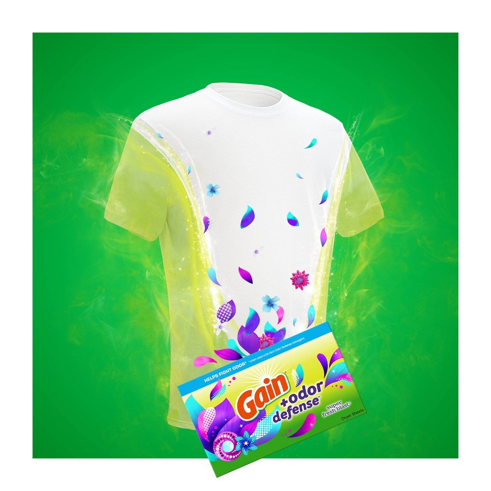 slide 2 of 7, Gain Odor Defense Dryer Sheet - Super Fresh Blast - 250ct, 250 ct