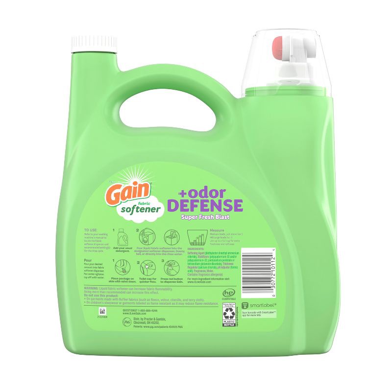 slide 12 of 12, Gain Odor Defense Fabric Softener - Super Fresh Blast - 140 fl oz, 140 fl oz