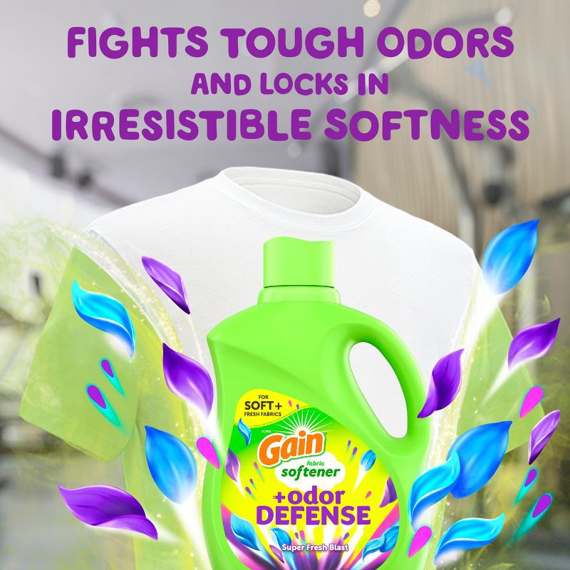 slide 4 of 12, Gain Odor Defense Fabric Softener - Super Fresh Blast - 140 fl oz, 140 fl oz