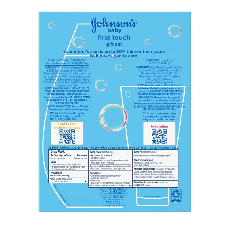 slide 3 of 7, Johnson's First Touch Baby Gift Set Includes Baby Bath Wash & Shampoo, Body Lotion, & Diaper Rash Cream - 3ct, 3 ct