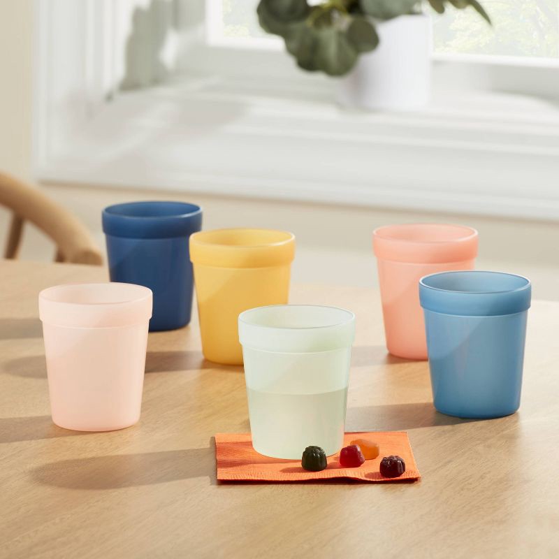 slide 2 of 5, 8oz 6pk Plastic Solid Kids' Tumblers - Pillowfort™: Stackable, Dishwasher & Microwave Safe, Ages 3+, 6 ct; 8 oz