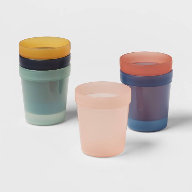 slide 1 of 5, 8oz 6pk Plastic Solid Kids' Tumblers - Pillowfort™: Stackable, Dishwasher & Microwave Safe, Ages 3+, 6 ct; 8 oz