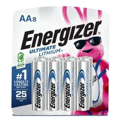 Energizer Ultimate Lithium AA Batteries - 8pk Lithium Battery: Silver, 1.5V Household