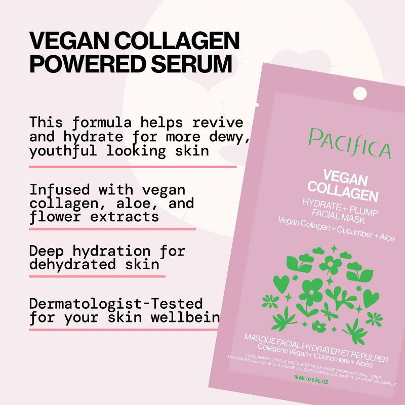 slide 3 of 9, Pacifica Vegan Collagen Hydrate and Plump Facial Mask - 0.67fl oz, 0.67 fl oz