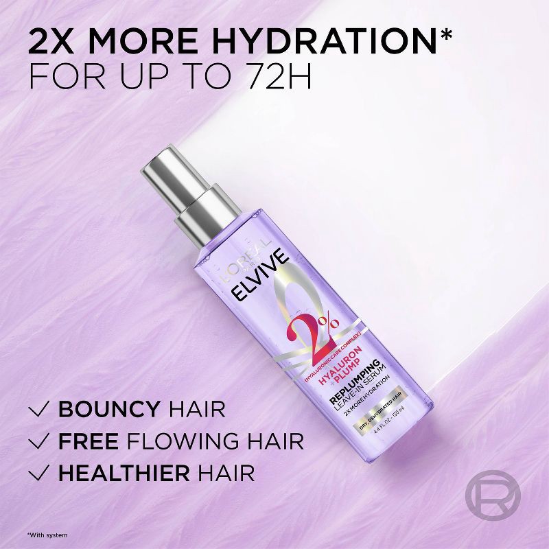 slide 6 of 9, L'Oreal Paris Elvive Hyaluron Plump Replumping Hair Serum Paraben-Free - 4.4 fl oz, 4.4 fl oz