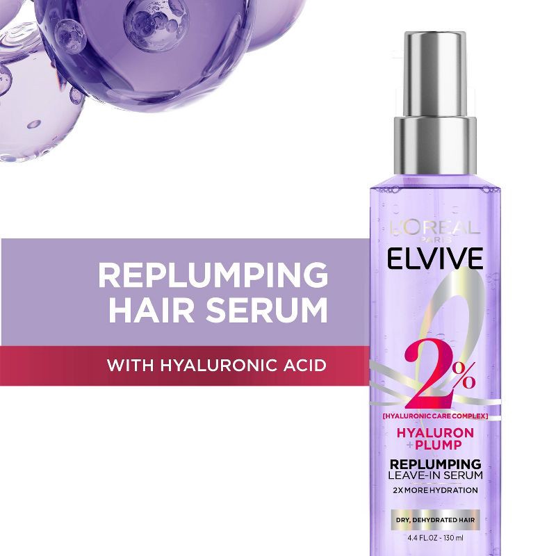 slide 9 of 9, L'Oreal Paris Elvive Hyaluron Plump Replumping Hair Serum Paraben-Free - 4.4 fl oz, 4.4 fl oz