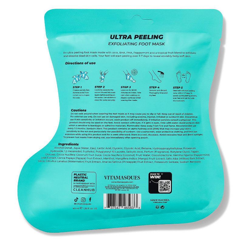 slide 2 of 10, Vitamasques Easy Foot Mask - Ultra Peeling - 1.35 fl oz, 1.35 fl oz