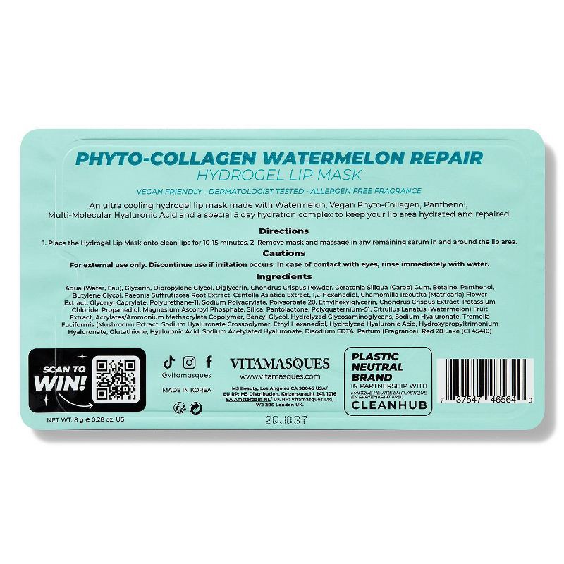 slide 8 of 9, Vitamasques Collagen Watermelon Lip Mask - 0.28oz, 0.28 oz