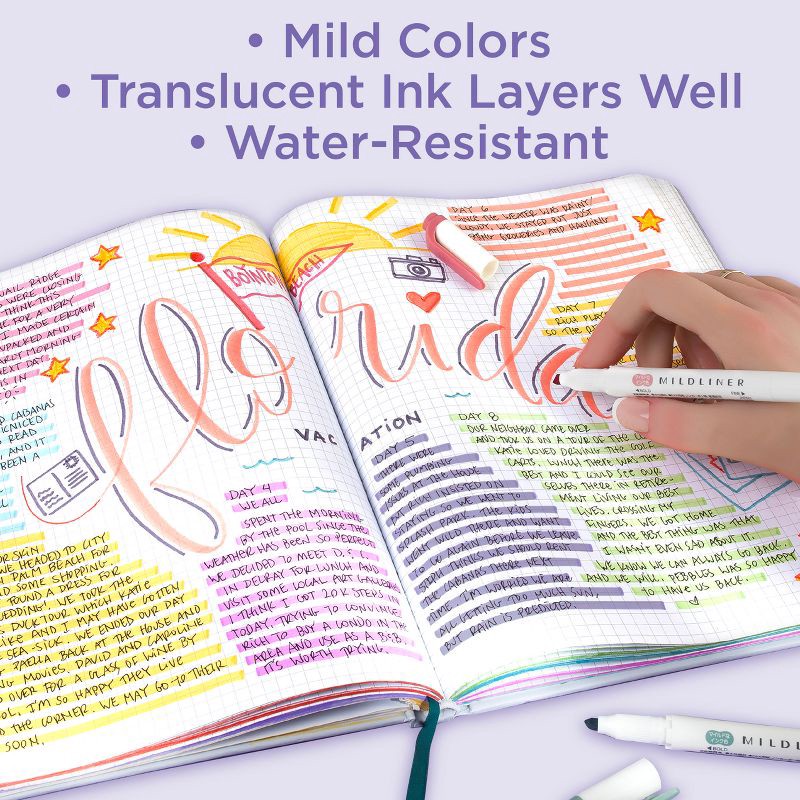 slide 5 of 9, Zebra 10ct Highlighters Mildliner Double Ended Gifting: Multicolored Art & Stationery Markers, 0.4mm Point, Ages 13+, Teacher Supplies, 10 ct