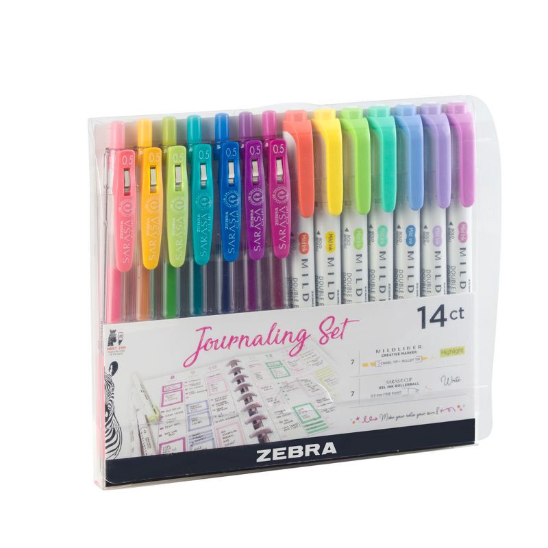 slide 5 of 6, Zebra 14ct Highlighters Journaling Set Gifting: Multicolored Mildliner Markers for Art & Stationery, 0.4mm Point, Ages 13+, 14 ct
