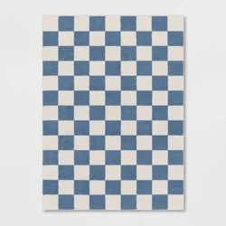 4&#x27;x5&#x27;5&quot; Area Kids&#x27; Rug Checker Blue - Pillowfort™